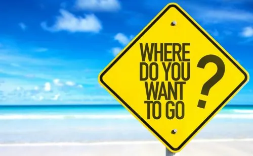 Ortsschild mit der Frage Where do you want to go