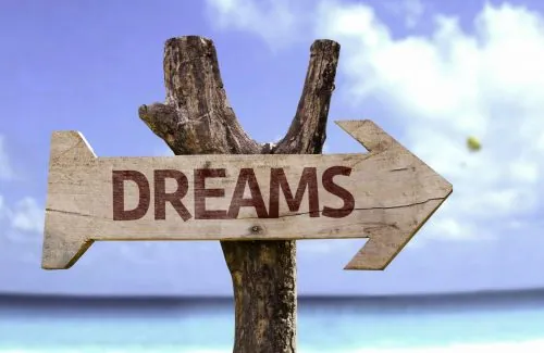 Wegweiser mit der Aufschrift Dreams